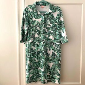 Stretchy Persifor shirt dress with leaf pattern
